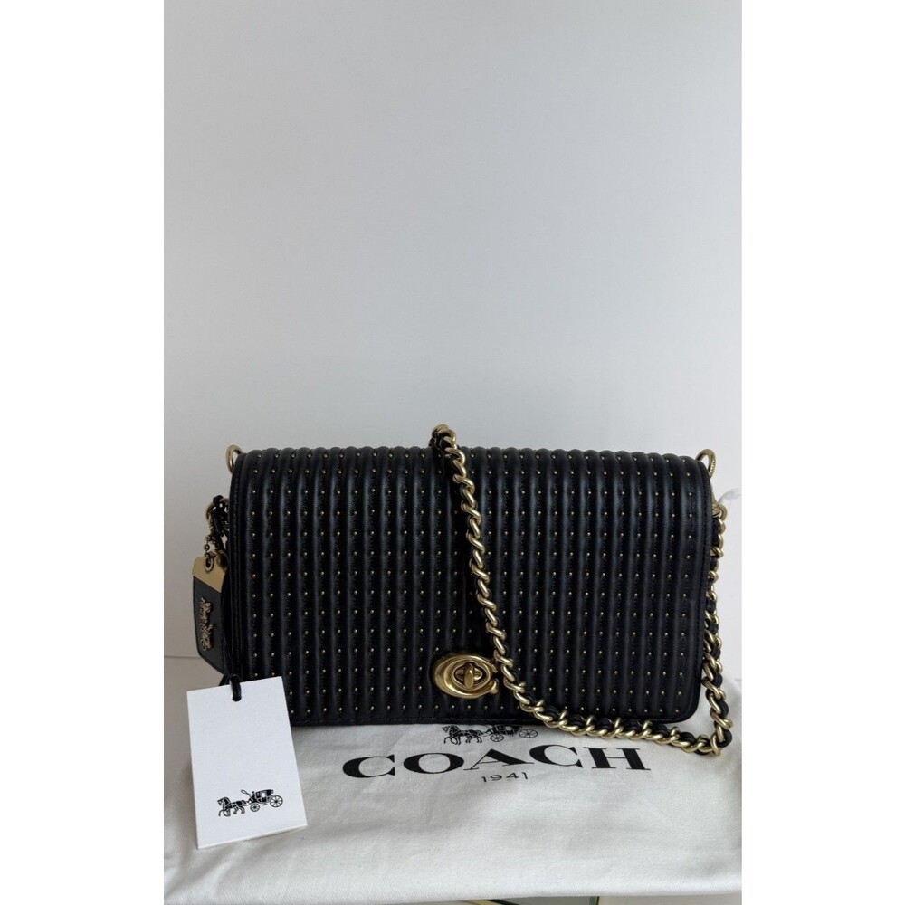 NWT Coach 1941 Dinky Quilted Rivets Black Chain Crossbody Bag - Picture 1 of 16